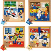 Série Puzzle Santé 16 pcs - lot de 4 pièces - Jouets en bois - Puzzle en bois - Jouets éducatifs - Jouets pour enfants - Educo
