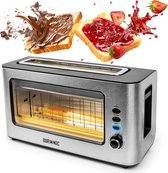 Broodrooster - Glazen Venster - Toaster - Kruimellade - 6 Temperatuurniveaus - Ontdooien - Verwarmen