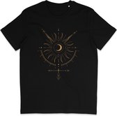 Dames Heren T Shirt - Abstract Spiritueel Celestial Maan - Astrologie - Zwart - M