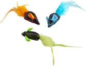 Duvoplus - Speelgoed Voor Dieren - Kat - Flash Muizen Met Veren 3pc - 19x5,5x3cm Meerkleurig - 3st
