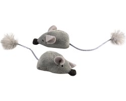 Duvoplus - Speelgoed Voor Dieren - Kat - Cushy Muizen Met Grappige Staart 2pc - 16,5x5x4cm Grijs - 2st