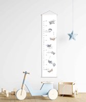 Groeimeter vliegtuig - luchtballon - Wit - Babykamer - Kinderkamer - 120x30 cm - Kinderkamer decoratie - Wanddecoratie - Kraamcadeau