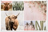 Posters de jardin extérieur montagnard écossais - Collage - Cactus - 90x60 cm - Toile jardin - Affiche extérieur