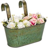 Set de 2 pots de fleurs suspendus avec crochets métalliques amovibles 27,5 cm, pots de fleurs en acier galvanisé, parfaits pour une décoration moderne et pots de fleurs, pour plantes d'extérieur, balcon, jardin