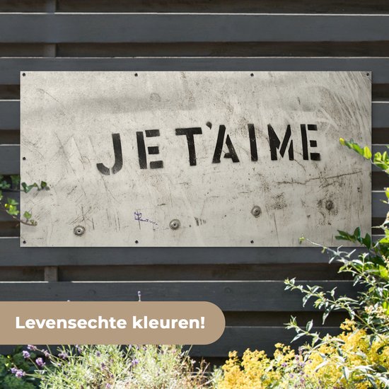 Schuttingposter Quotes - Je t'aime - Ik hou van jou - Frans - Liefde - 200x100 cm - Tuindoek