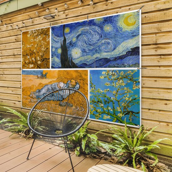 Décoration murale extérieur Van Gogh - Collage - Art - 160x120 cm - Toile jardin - Affiche extérieure