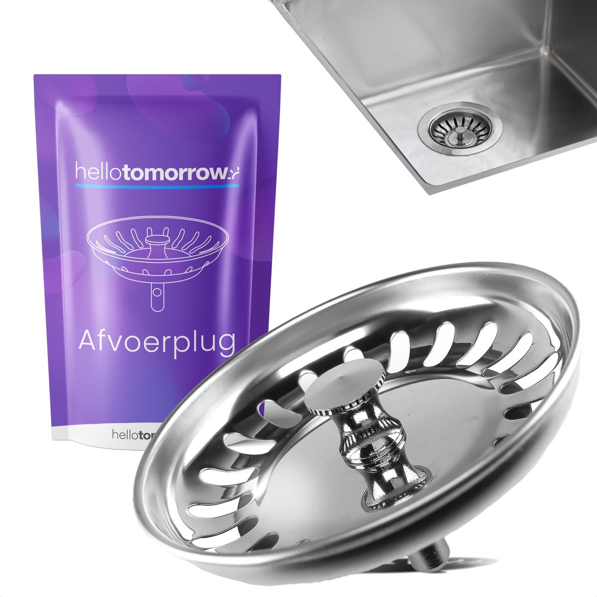 Gootsteen Zeef Afvoerstop voor de Keuken 78 mm - Korfplug - Afvoerplug - Universeel - Gootsteen zeef - Gootsteen Zeven - Zeef - Gootsteenstop - 1 Stuk - RVS