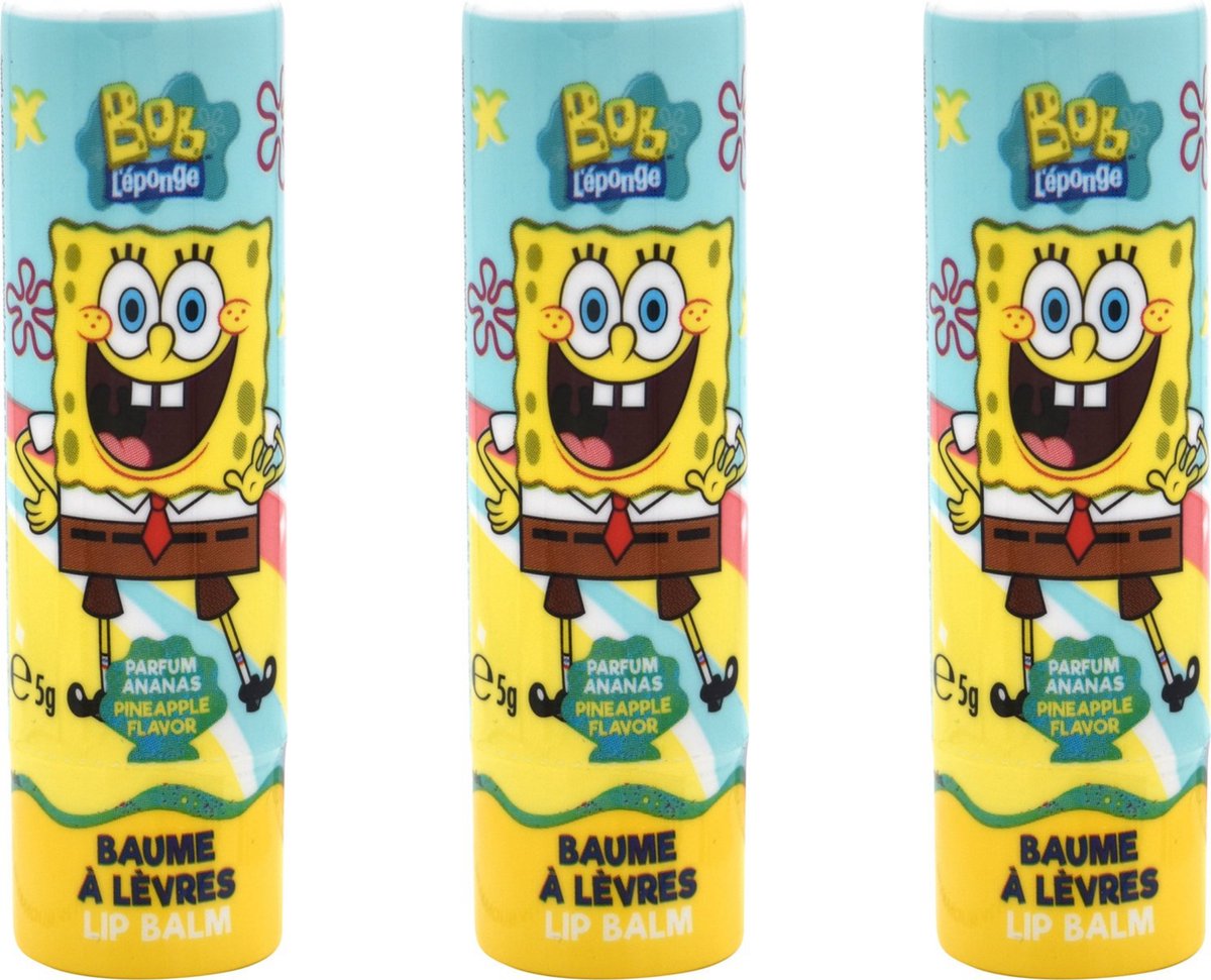 SpongeBob Lippenbalsem - Set van 3 - 5 gr - Vegan