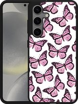 Cazy Hardcase Hoesje geschikt voor Samsung Galaxy S24 Roze Vlinders