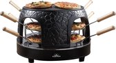 Gourmetstel 8 Personen - Raclette Gourmet Set + Pizzaoven voor Mini Pizza's (Ø 10 cm) - Ideaal voor Gezellige Avondjes - 12-15 Minuten Bakken - Zwart