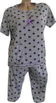 Dames pyjama set met 3 kwart broek schoppenprint M 36-38 grijs/paars