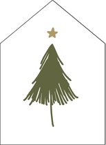 Label2X - Kersthuisje Kerstboom - Groen - Forex - 30cm hoog - Met standaard - Kerstmis - Kerstdecoratie - Kerst versiering