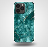 Smartphonica Telefoonhoesje voor iPhone 13 Pro met marmer opdruk - TPU backcover case marble design - Goud Groen / Back Cover geschikt voor Apple iPhone 13 Pro