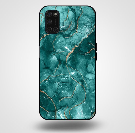 Smartphonica Coque de téléphone pour OPPO A52 avec impression marbrée - Coque arrière en TPU design marbre - Or Vert / Couverture arrière adaptée pour Oppo A52