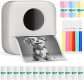 Nuvance - Mini Printer voor Mobiel - Incl. 6 Papierrollen, 5 Stickerrollen, 3 Kleurrollen en Kleurpennen - Pocket Printer – Mobiele Fotoprinter - Zonder Inkt - Draadloos – Wit
