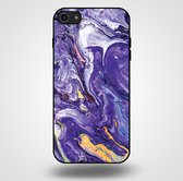 Smartphonica Telefoonhoesje voor iPhone SE(2020-2022) met marmer opdruk - TPU backcover case marble design - Goud Paars / Back Cover geschikt voor Apple iPhone SE (2020)
