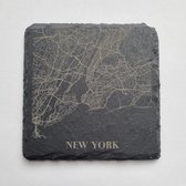 Onderzetters New York, leisteen 10x10cm. Set van 6 stuks.