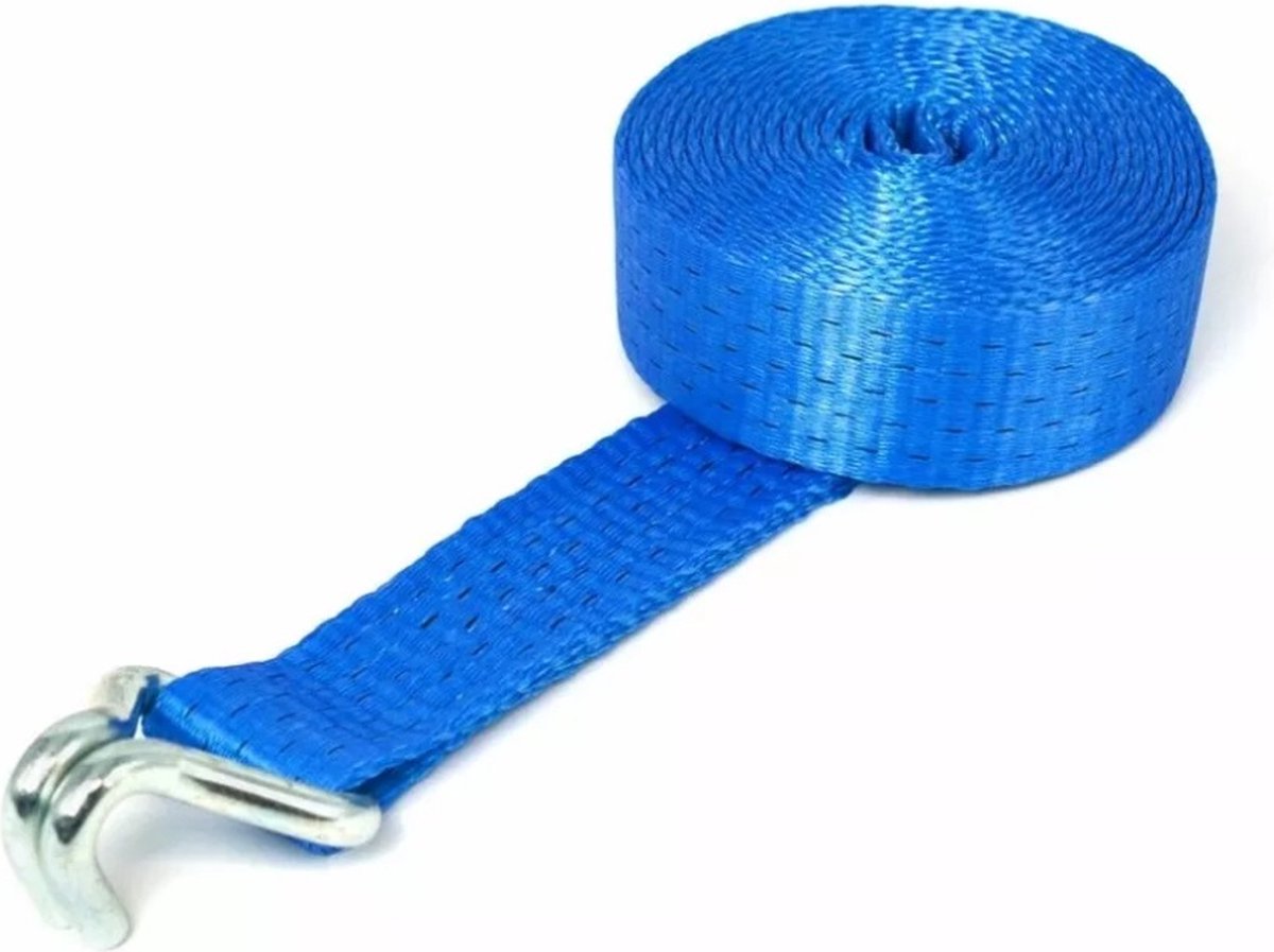 Spanband - 5T - 8,5m - 50mm - Lang deel met spitshaak - Blauw - STF350