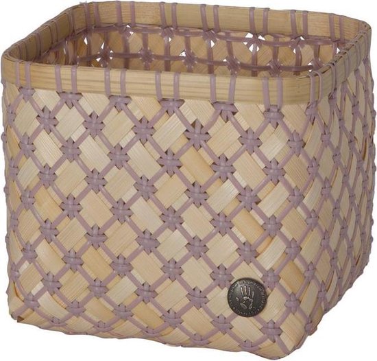 Handed By - Bamboo mini basket mauve pattern size M
