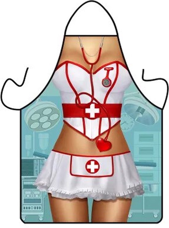Verpleegster Schort Kookschort - Keuken - Grappig - Erotiek - Lingerie - Heren en Dames - BBQ