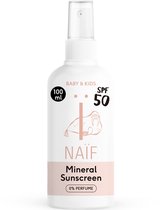 Naïf Spray Crème solaire SPF50 Sans Parfum - 100ML - Bébé & Kids - Aux Ingrédients Naturels