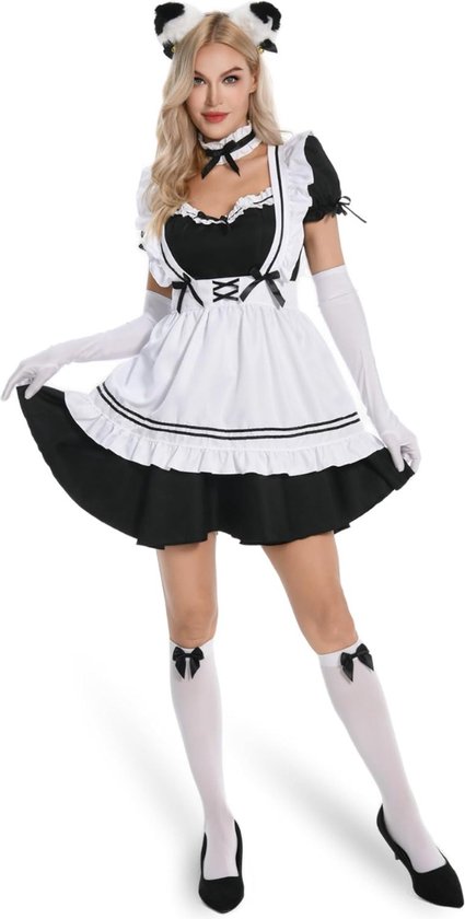 Foto: Verkleedkleren volwassenen meid kostuum set charmante franse meid outfit voor cosplay en feesten 11 delige set voor anime fans