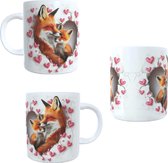 Koffie beker - thee mok - afbeelding vosjes met hartjes