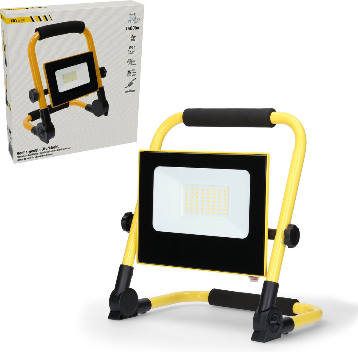 LED's Work Acculamp bouwlamp 1400 - Draadloos & Oplaadbaar - Stof- en waterbestendig - 20W - Bouwlampen - Bouw lamp