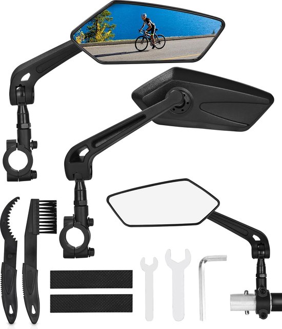 Area1 Motor Spiegelset Met LED-knipperlichten – E-gekeurd, Universele Montage, Sportief Design, Incl. Adapterplaat