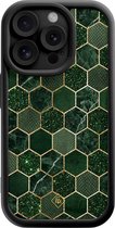 Casimoda® hoesje - Geschikt voor iPhone 14 Pro - Kubus Groen - Effen telefoonhoesje met lensbescherming - TPU - Backcover - Groen