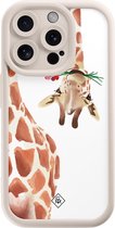 Casimoda® hoesje - Geschikt voor iPhone 13 Pro - Giraffe - Effen telefoonhoesje met lensbescherming - TPU - Backcover - Bruin/beige