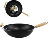 Professionele Wokpan - 32 cm Diameter - Zwart = Hout - Uitgerust met Premium Anti-aanbak Technologie - Geschikt voor Alle Kookplaten, inclusief Inductie - Ideaal voor Dagelijkse Maaltijden & Culinaire Creaties