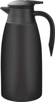 Thermoskan, 2 liter, roestvrijstalen thermoskan, Quick Tip-sluiting, dubbelwandige vacuüm kan voor thee en koffie, zwart
