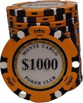 Poker chips - Poker - Pokerset - Poker chip met waarde 1000 - Monte Carlo poker chip - Fiches - Poker fiches - Poker chip - Klei fiches - Cave & Garden