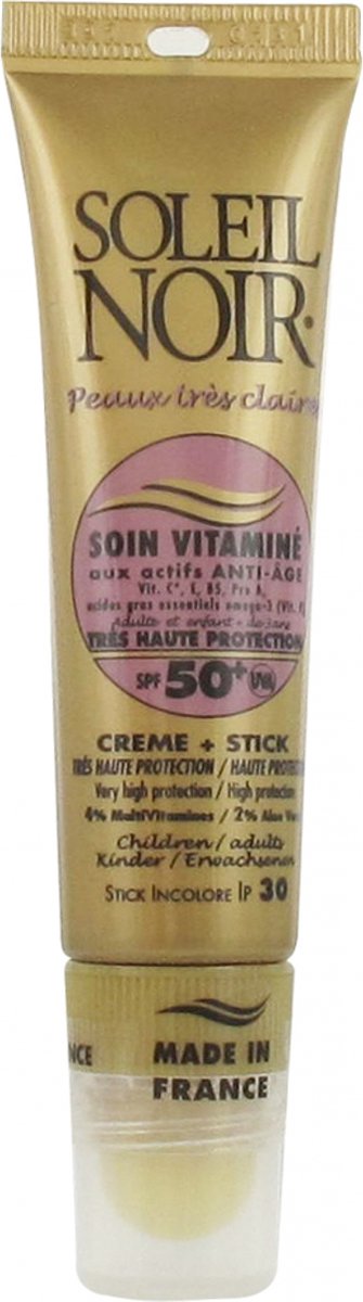 Soleil Noir Volwassenen en Kinderen Soin Vitaminé Crème SPF50 20 ml + Stick SPF30 2 g