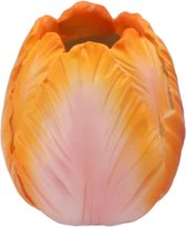 Vase Cactula rose clair avec tête de fleur de tulipe orange 19 x 21 cm Grand