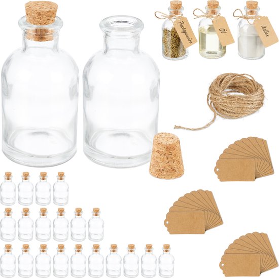 Relaxdays Glazen Flesjes Met Kurk – Set Van 72 Stuks, 10 Ml – Ideaal Voor Kruiden, Olie, Decoratie & Cadeautjes