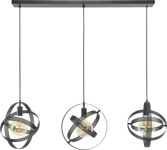 Hanglamp cosmos mesh 3 lichts | 115x33x150 cm | Artic zwart | eettafel verlichting | woonkamer / eetkamer | modern / industrieel design