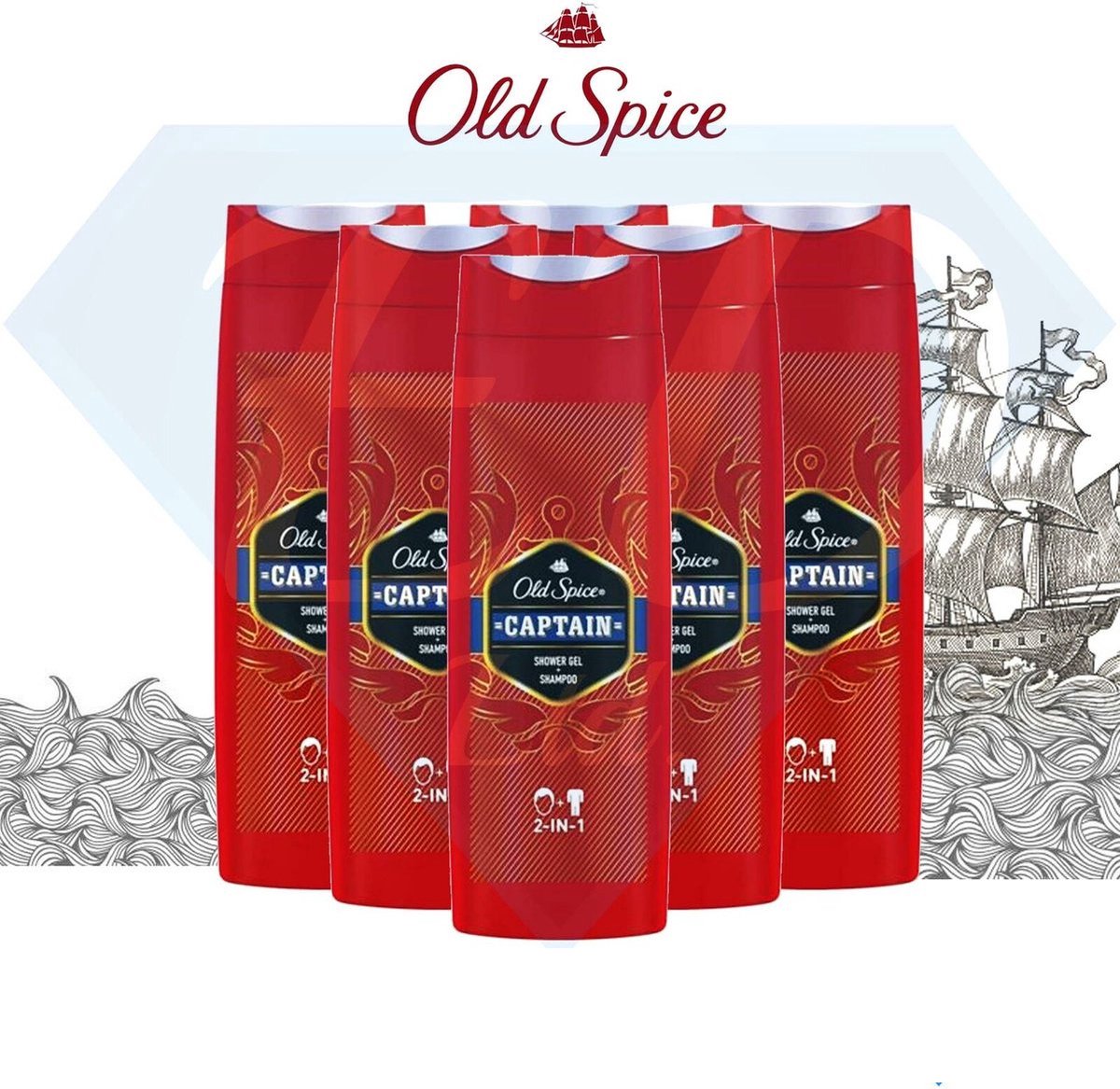 Old Spice Captain 2-in-1 6 x 250 ml + gratis washandje