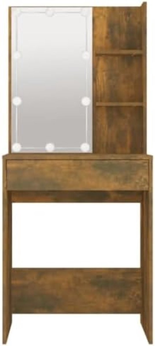 Kaptafel met spiegel en verlichting - 60x40x140 cm - Eiken