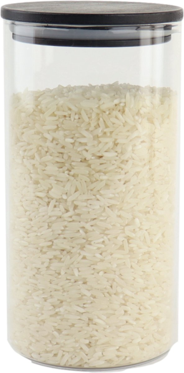 OTIX Voorraadpot - Glas met Deksel - 800ml - Zwart - Hout - SERENITY