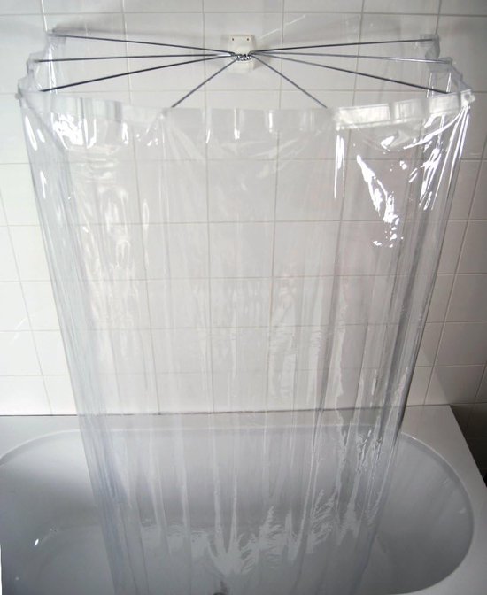 douchespin, vouwcabine, ombrella, badgordijn, kunststof (ABS = acrylonitril-butadieen-styreen) / roestvrij staal / PEVA (polyethyleen vinylacetaat), transparant, 170 cm