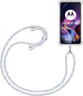 Telefoonkoord + Hoesje Geschikt voor Motorola Moto G54 - Lengte Verstelbaar - Telefoonketting - Shock Proof Case - Baby Blauw