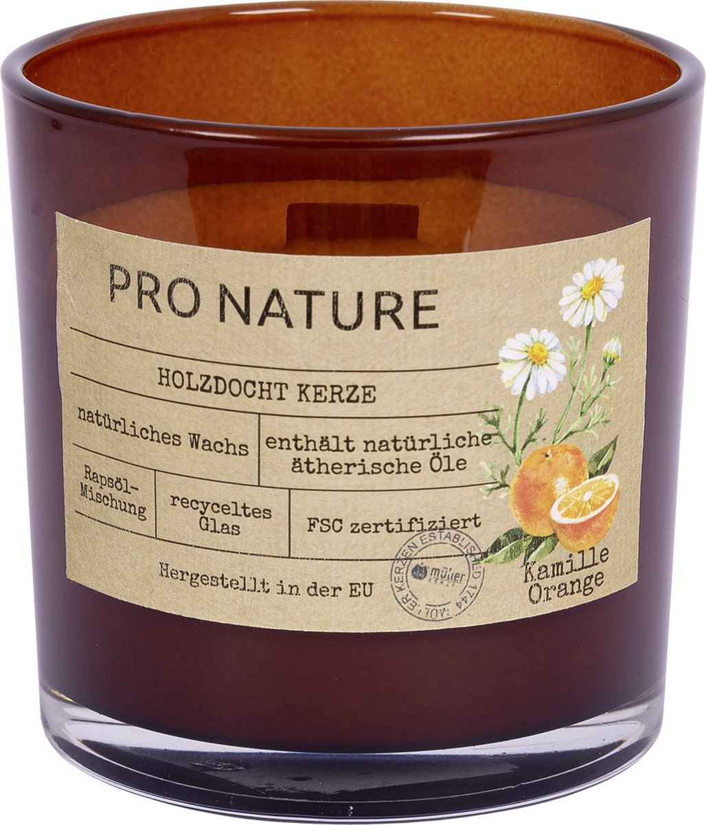 PRO NATURE geurkaars met houten lont