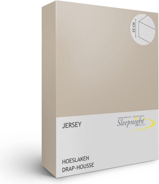 Sleepnight Hoeslaken - Jersey - (hoekhoogte 35 cm ) Cafe au lait - 190 x 220 cm - Lits-jumeaux Strijkvrij - Geschikt voor Standaard Matras/Boxspring/Matras + Topper - 756021-B 190 x L 220 cm