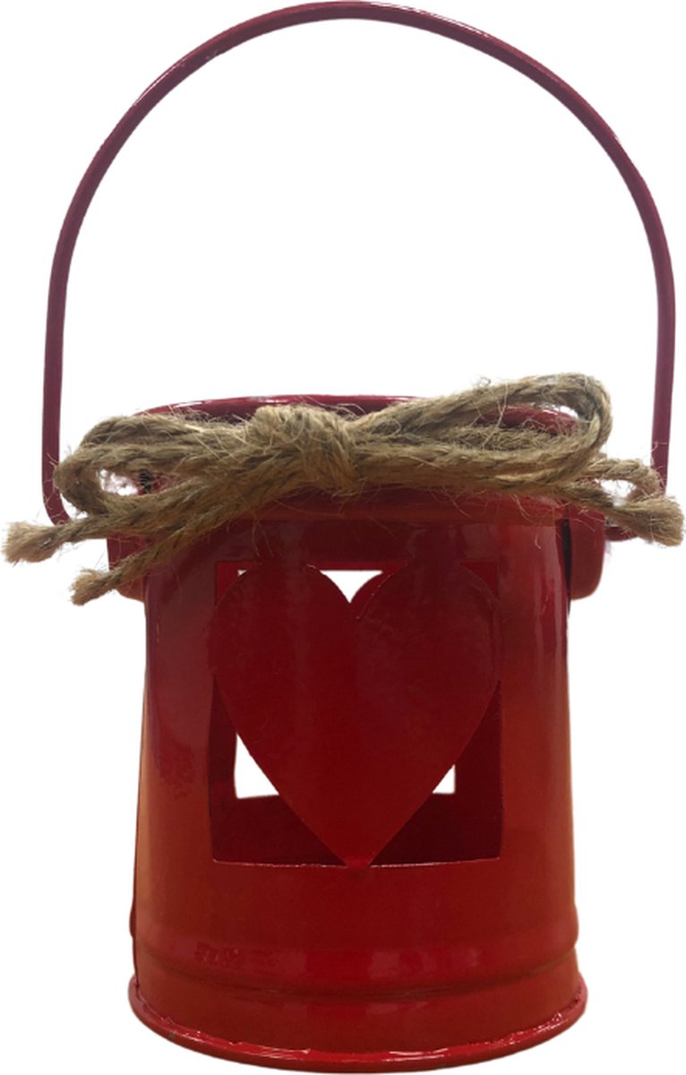 Theelichthouder - Hart - rood 8 cm