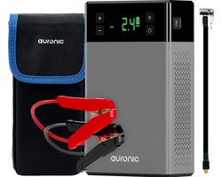 Auronic 12V Jumpstarter – Starthulp voor Auto's - Met Compressor en Bandenpomp – 1200A - 3L Diesel 6L Benzine - Zwart/Grijs