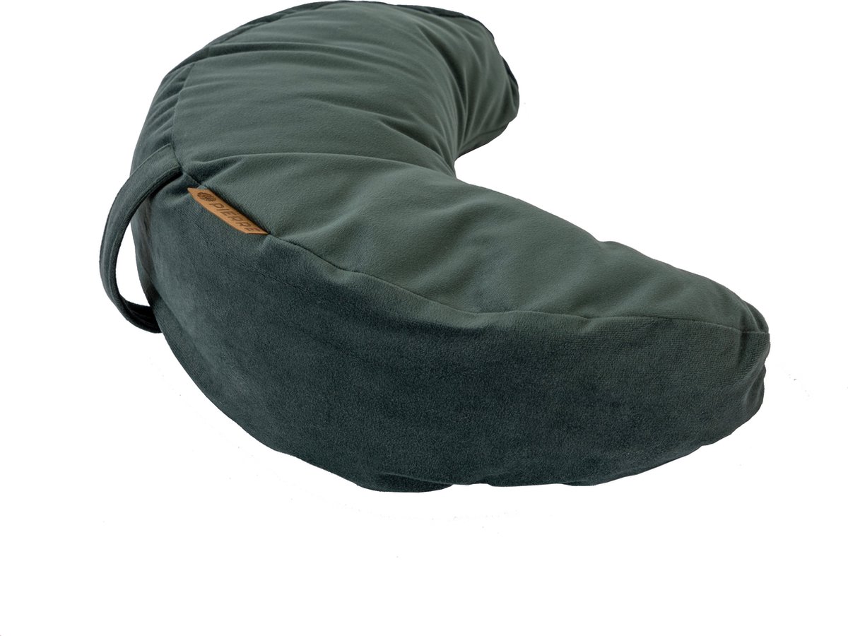 Pierre Sports Halve Maan Yoga Kussen - Donkergroen - Gevuld met Hennepvezels - 22x40x12cm