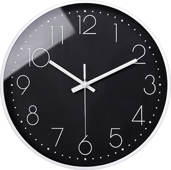 Klok zwart 30 cm Wandklok Muurklok Stil uurwerk Klok bol