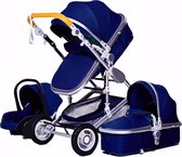 Thewooshop - Nieuwe Luxe Kinderwagen - 3 In 1 Draagbare Reizen - Kinderwagen Vouwen - Kinderwagen Hoge Landschap Aluminium Frame - Pasgeboren Baby Kinderwagen - Midnight blue